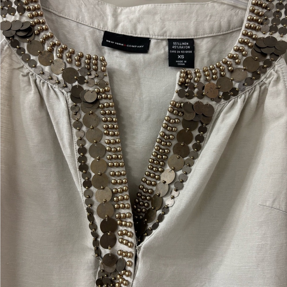 New York & Company Khaki Embellished Mini Dress - Picture 4 of 8